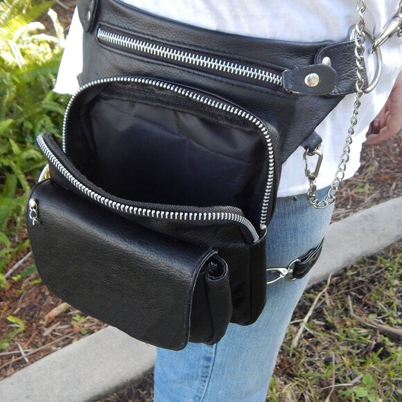 GENUIINE LEATHER -HANDS FREE BAG - ANTI THEFT - CAN WEAR 8 WAYS - Picture 8 of 13